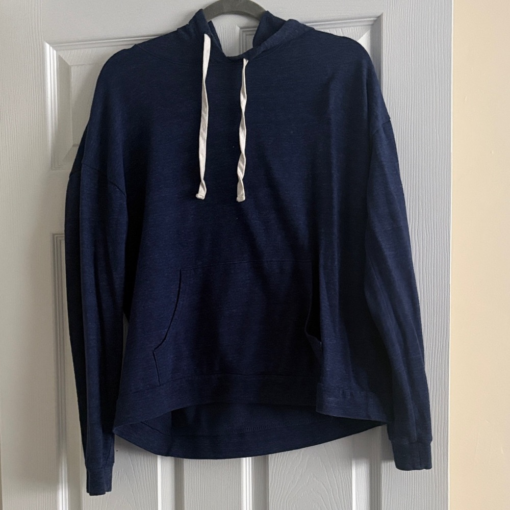 Forever 21 Navy Blue Hoodie with White Drawstrings